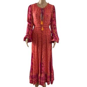 Free People Happy Feelings Maxi Dress Pink Orange Boho Floral Size size Large